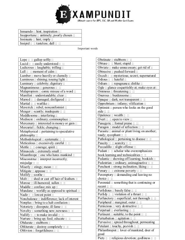 Pdf Of Words And Synonyms